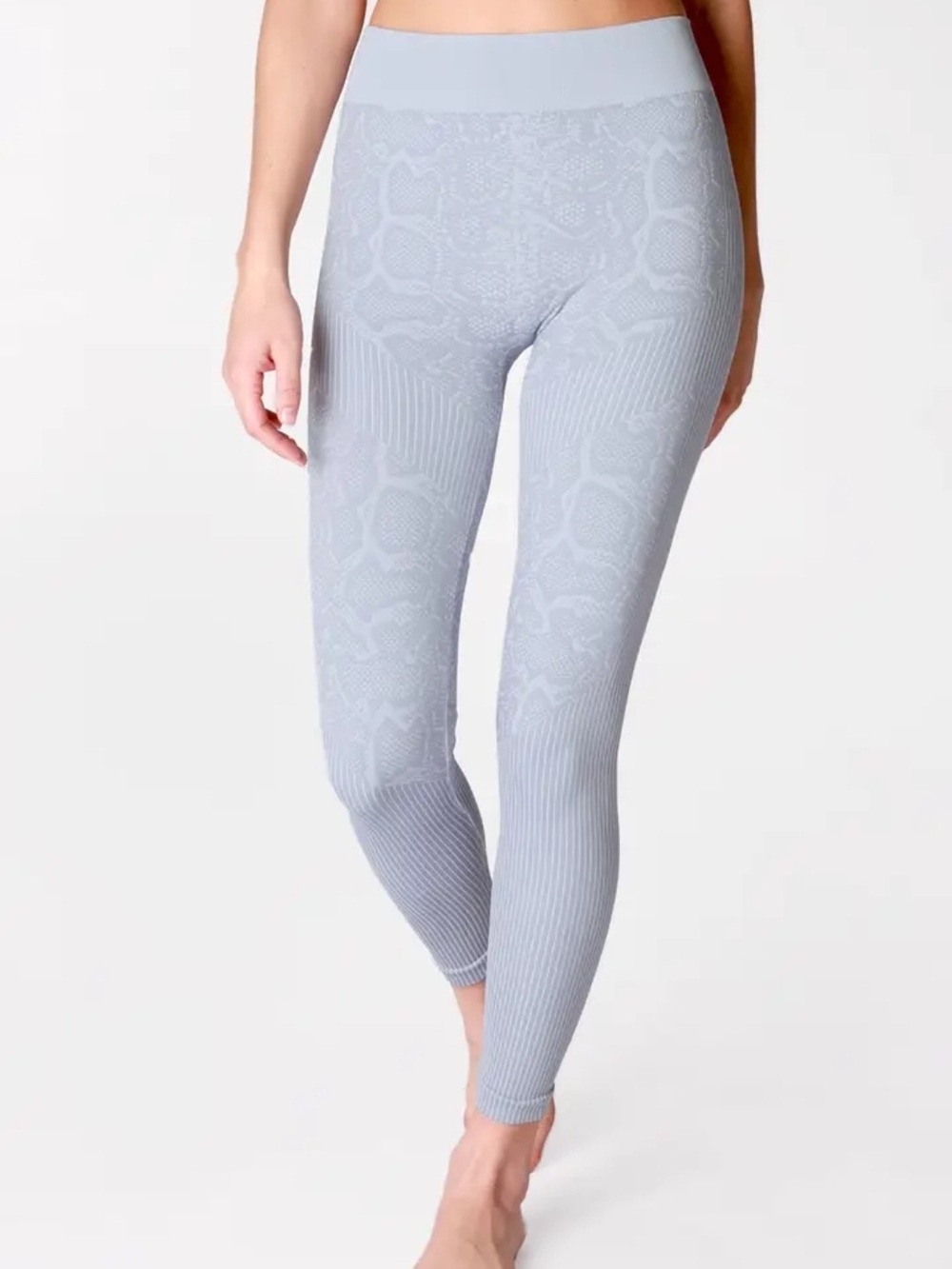 Seamless High-Waist Snake Skin Leggings - Powder Blue